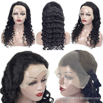 Cheap wholesale 100% human loose deep wave lace front wigs hd lace wig remy cuticle aligned loose deep lace wig